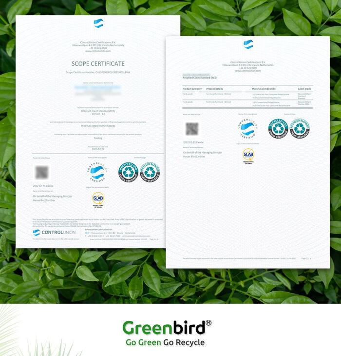 Greenbird furniture Certificate